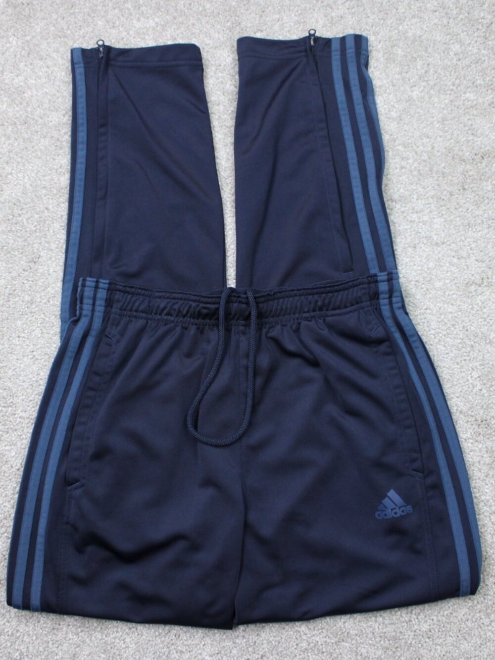 Adidas Track Pants Men Medium Blue PrimeGreen Midweight Essential Tricot Zip Leg